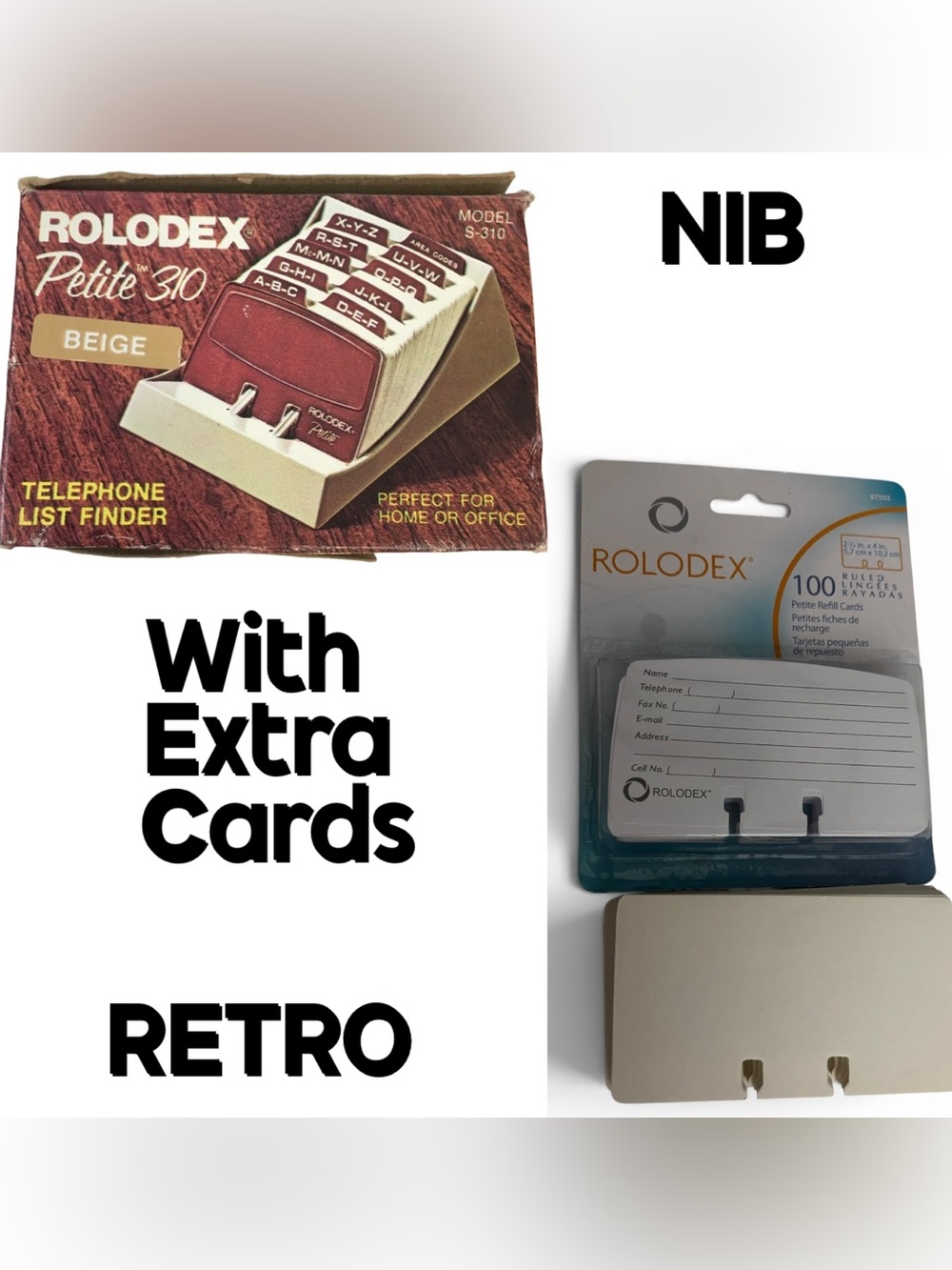 VTG ROLODEX Telephone List Finder With cards & refills beige Model S-310 NOS NIB